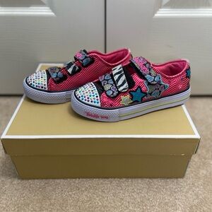 Skechers Pink and Black Sneakers with Velcro Straps